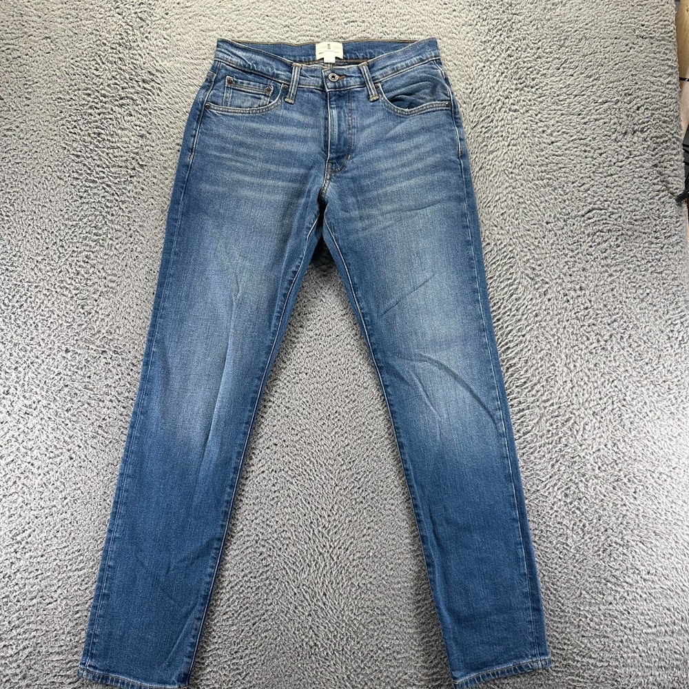 Mutual Weave Jeans Mens 29x32 Blue Cotton Denim Tapered Faded Workwear Stretch